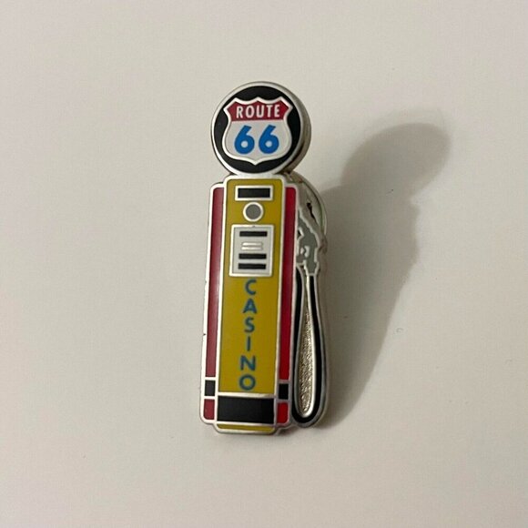 Vintage Route 66 Casino Gas Pump Shaped Souvenir Enamel Lapel Pin - Picture 6 of 7